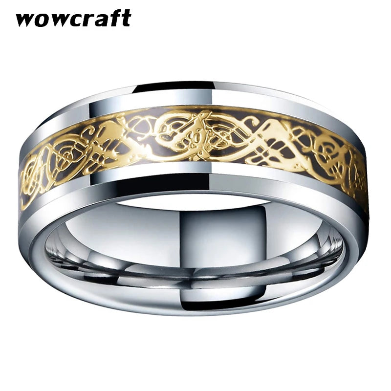 Tungsten Carbide Ring indlagt med Karbon Fiber