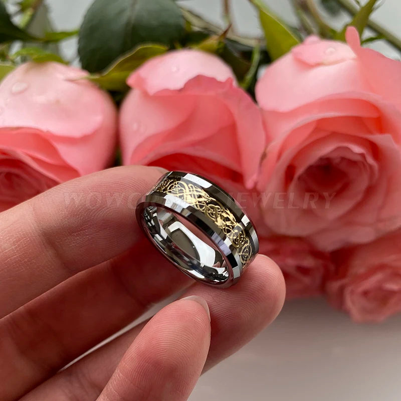 Tungsten Carbide Ring indlagt med Karbon Fiber