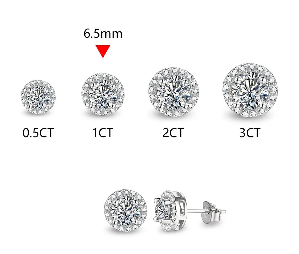 ATTAGEMS Ægte 3.0CT Moissanite Øreinge