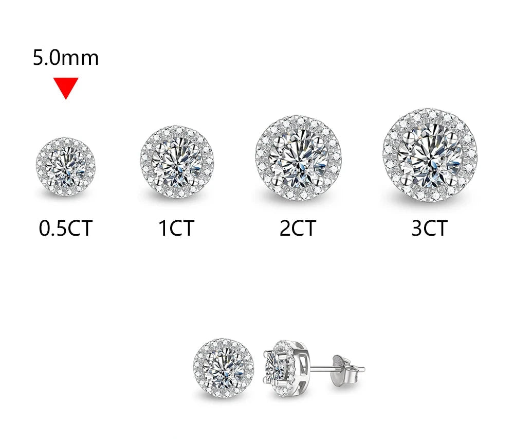ATTAGEMS Ægte 3.0CT Moissanite Øreinge