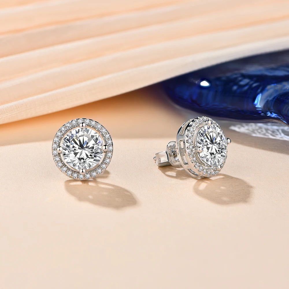ATTAGEMS Ægte 3.0CT Moissanite Øreinge