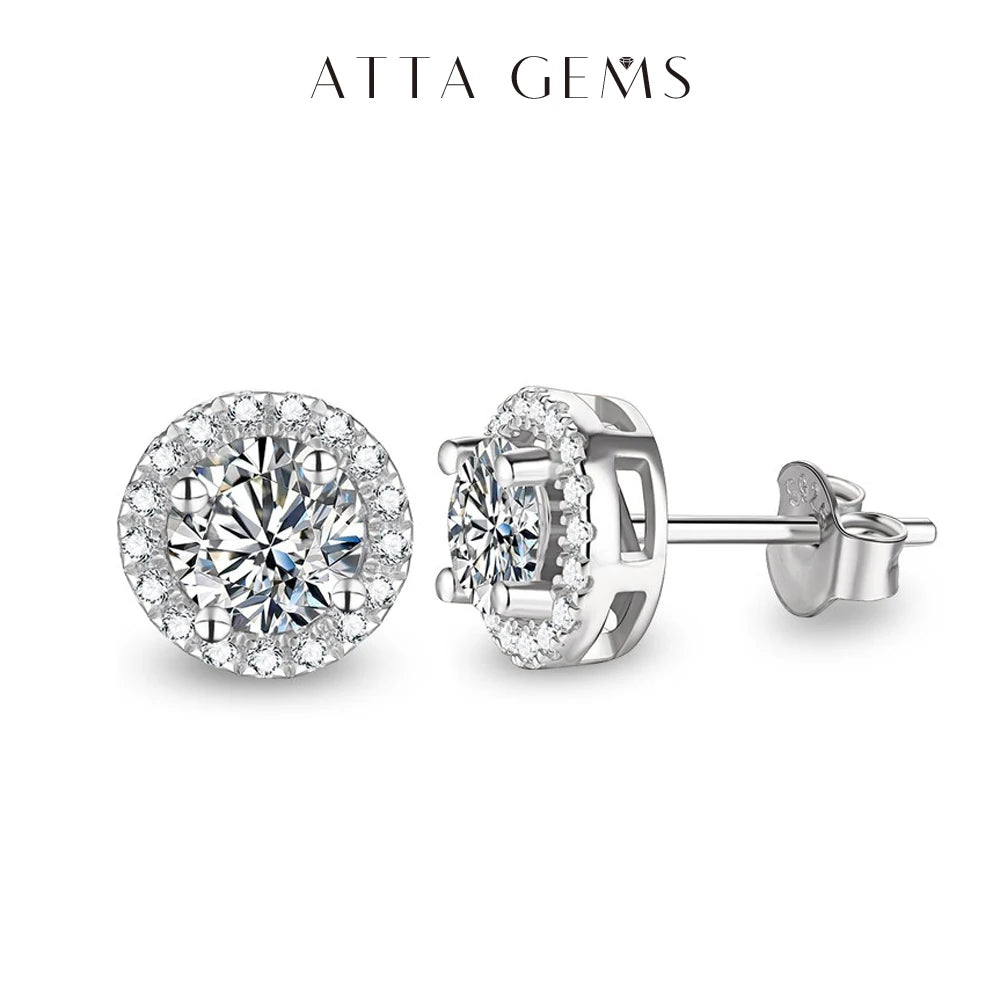 ATTAGEMS Ægte 3.0CT Moissanite Øreinge