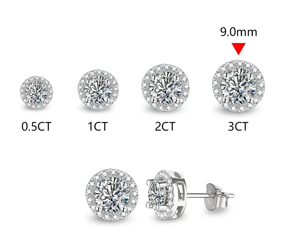 ATTAGEMS Ægte 3.0CT Moissanite Øreinge