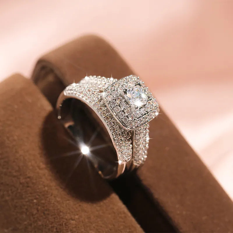 Luksus Sølvbelagt Cocktail Zircon Fingering
