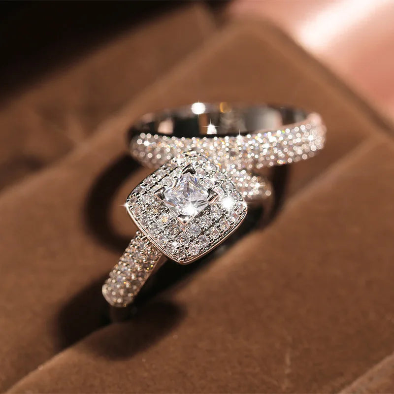 Luksus Sølvbelagt Cocktail Zircon Fingering
