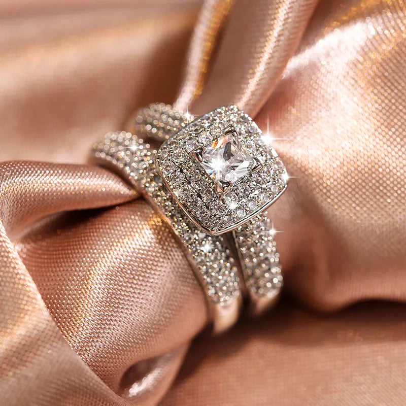 Luksus Sølvbelagt Cocktail Zircon Fingering