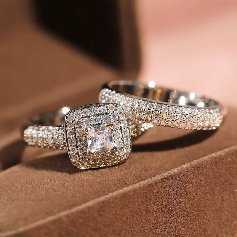 Luksus Sølvbelagt Cocktail Zircon Fingering