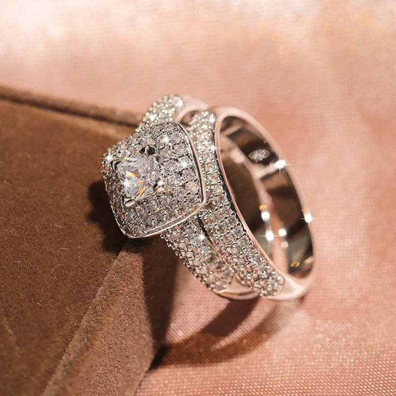 Luksus Sølvbelagt Cocktail Zircon Fingering