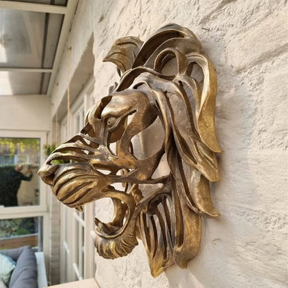 Løvehoved vægskulptur